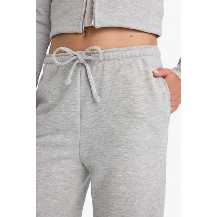 Okul Straight Fit Beli Lastikli Eşofman Altı Uzun Boy Bağcıklı Cepli Basic Düz