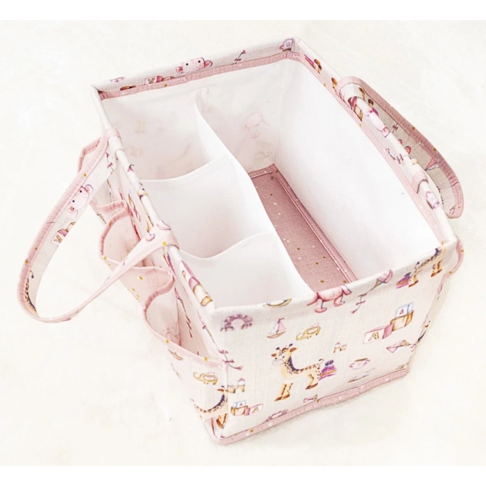 Kullanımı Kolay Desenli Taşınabilir Bakım Çantası (Pembe)