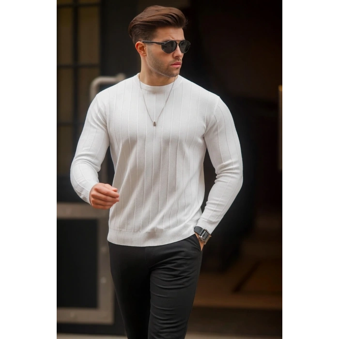 LCW CASUAL erkek geniş kalıp premium kalite kışlık tarz bisiklet yaka oversize triko kazak