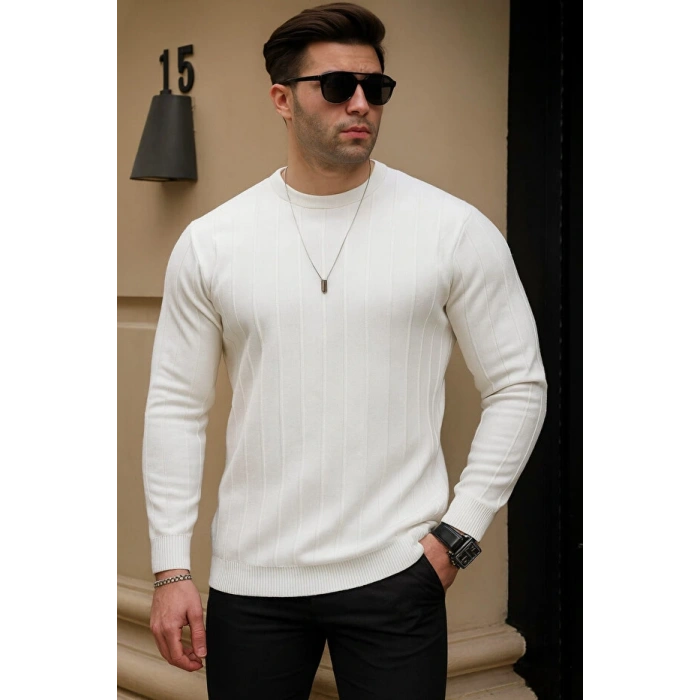 LCW CASUAL erkek geniş kalıp premium kalite kışlık tarz bisiklet yaka oversize triko kazak