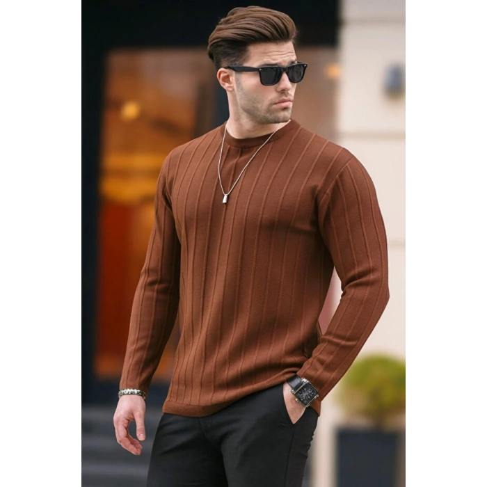 LCW CASUAL erkek geniş kalıp premium kalite kışlık tarz bisiklet yaka oversize triko kazak