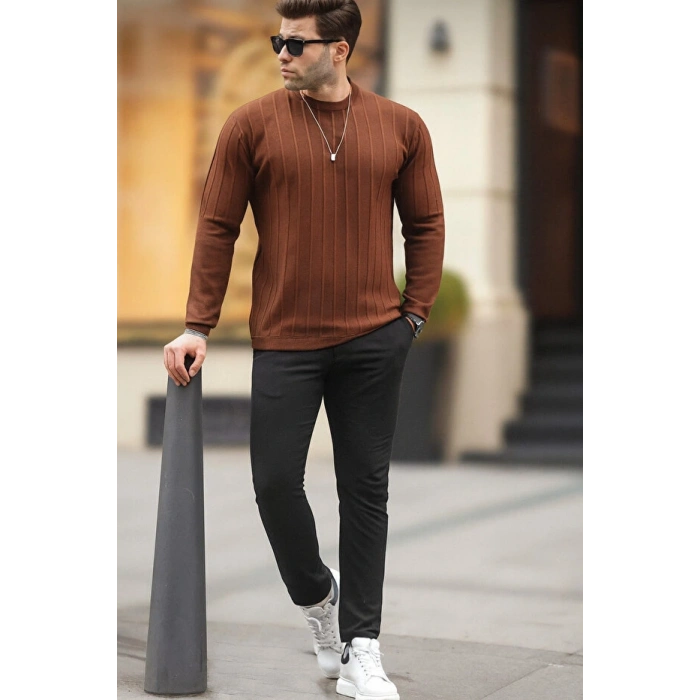 LCW CASUAL erkek geniş kalıp premium kalite kışlık tarz bisiklet yaka oversize triko kazak