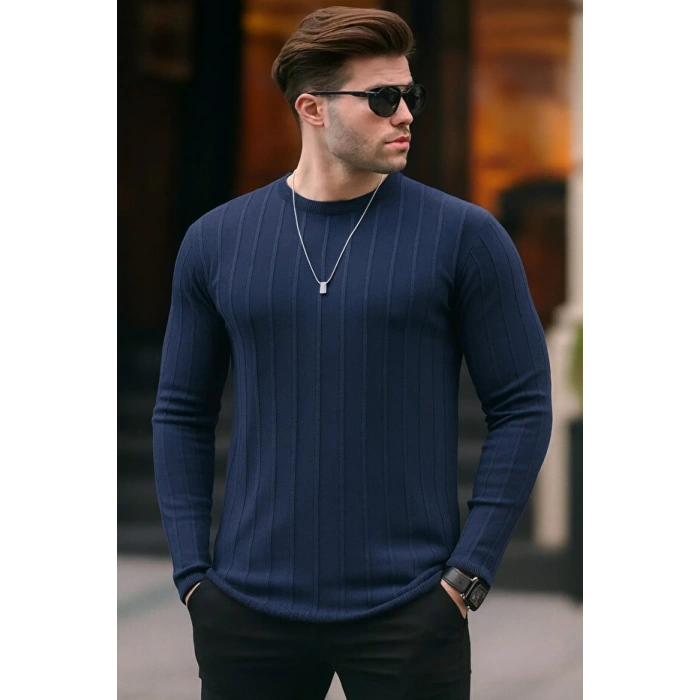 LCW CASUAL erkek geniş kalıp premium kalite kışlık tarz bisiklet yaka oversize triko kazak