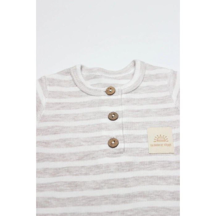 Line Colors Yarım Kol Patiksiz Tulum 15126 Bej