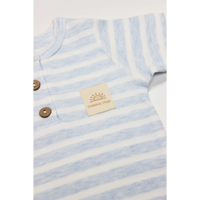 Line Colors Yarım Kol Patiksiz Tulum 15126 Mavi