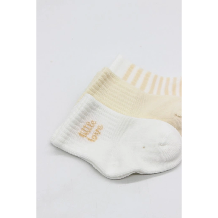 Little Love Girl 3lü Penye Soket Çorap 10137 Ekru