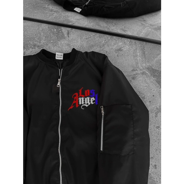 LOS ANGELES SİYAH BOMBER MONT – FERMUARLI, CEPLİ, KAPİTONE ASTARLI, BAHAR VE KIŞ GÜNLÜK KULLANIM İÇİN UNİSEX CEKET- SİYAH