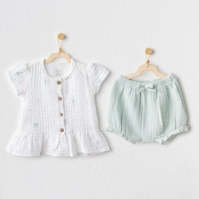 Love Family Müslin 2Li Zıbın Set Mint