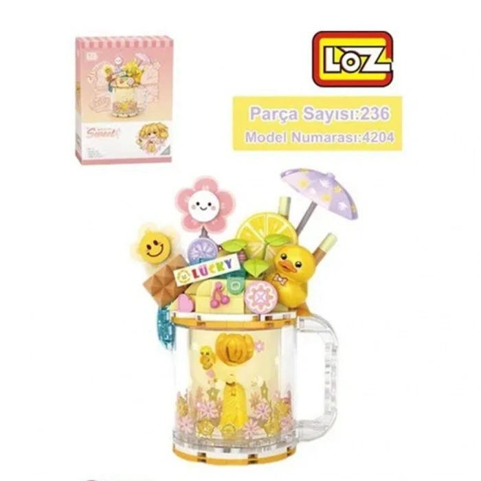 LZ-4204 NessiWorld SARI ÖRDEK DONDURMA KUPASI 236 PARÇA BLOCK OYUNCAK