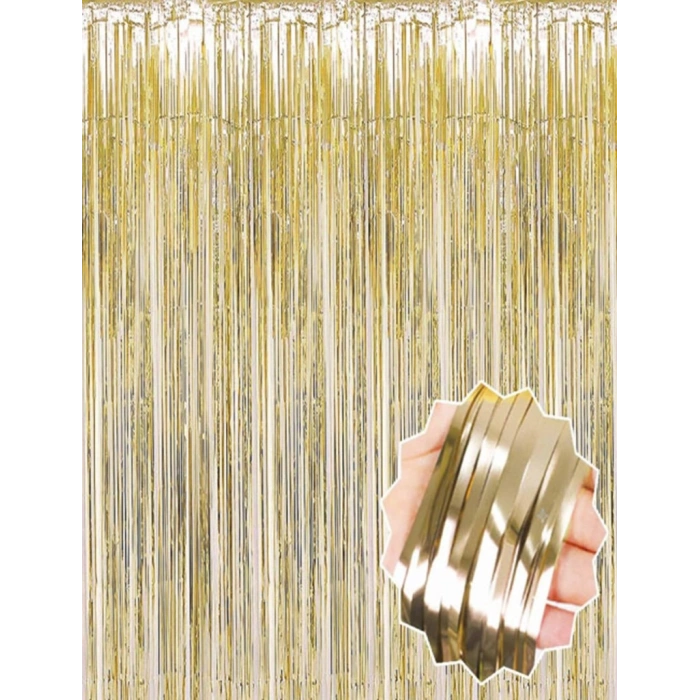 Mat Altın Püsküllü Kapı Perdesi - Parti, Bekarlığa Veda, Doğum Günü 1x2 m