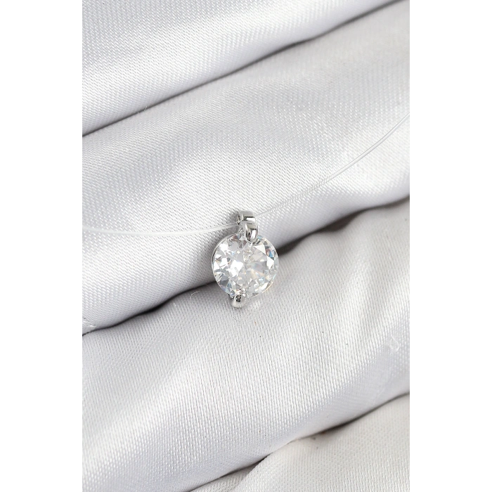 Misineli Zirkon Taşlı Model Gümüş Renk Hayalet Kolye