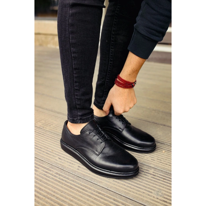 MN003 - DST Classica Pelle Di Cuoio Erkek Ayakkabı SIYAH