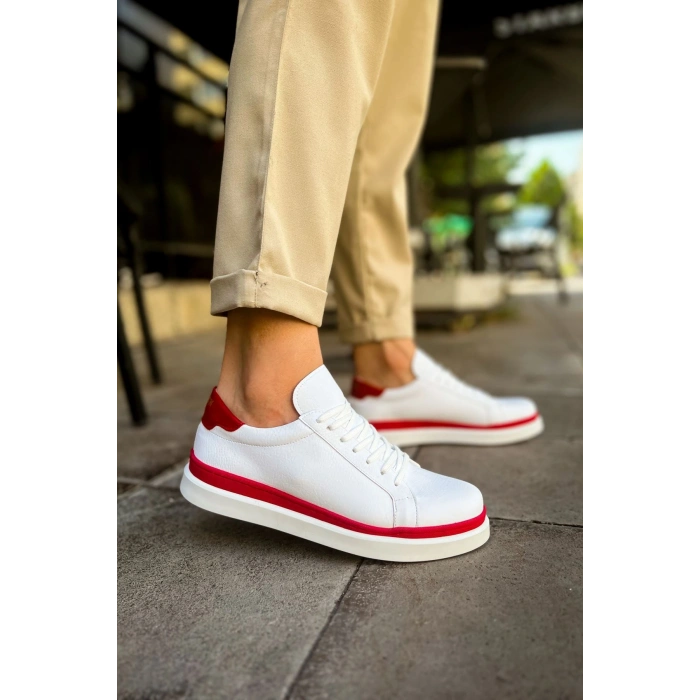 MN979 - Santoni GBT Spor Erkek Ayakkabı BEYAZ/KIRMIZI