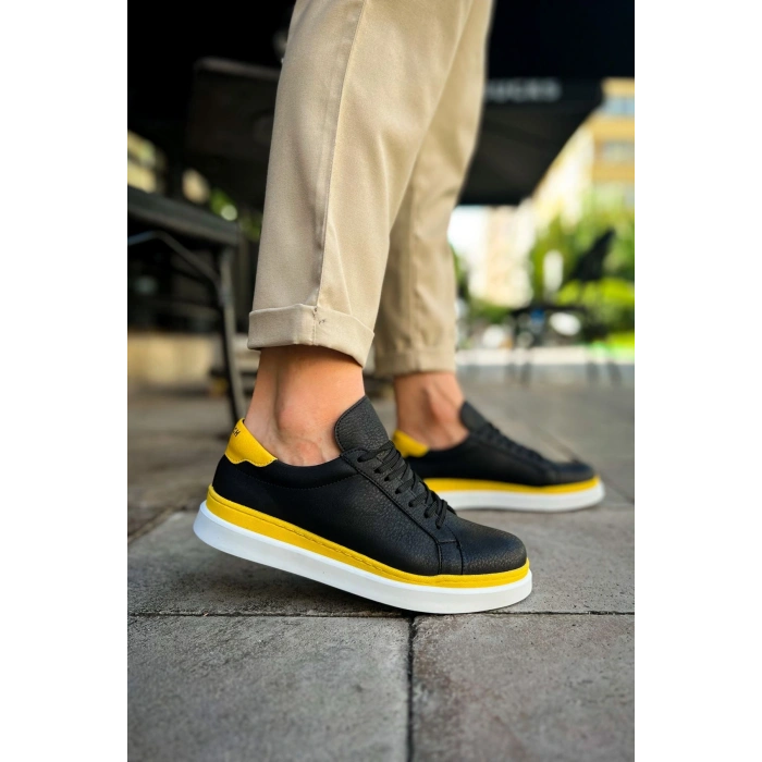 MN979 - Santoni GBT Spor Erkek Ayakkabı SIYAH/SARI