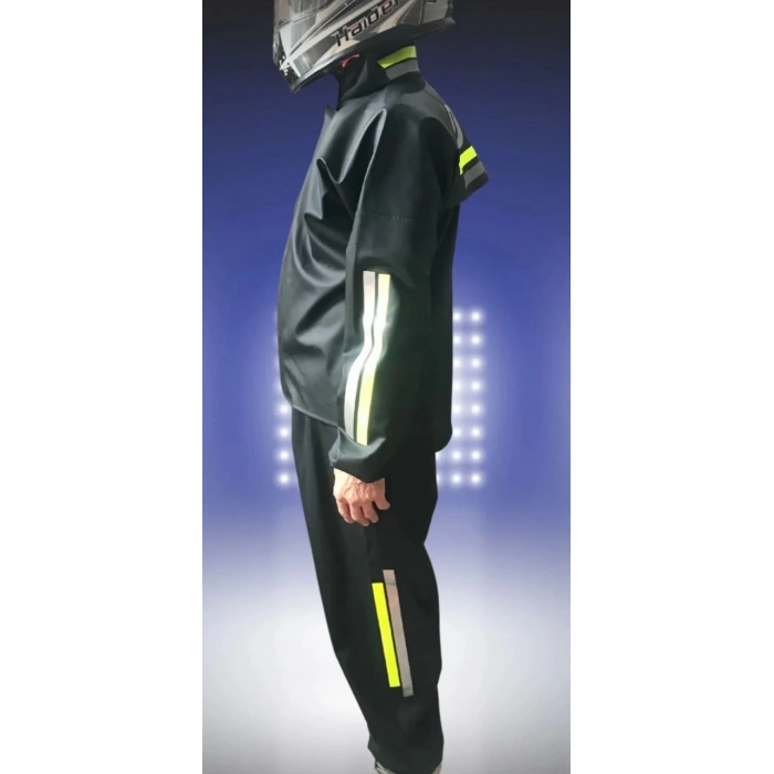 Motorcu Kurye Su Geçirmez Yağmurluk Takım - Siyah