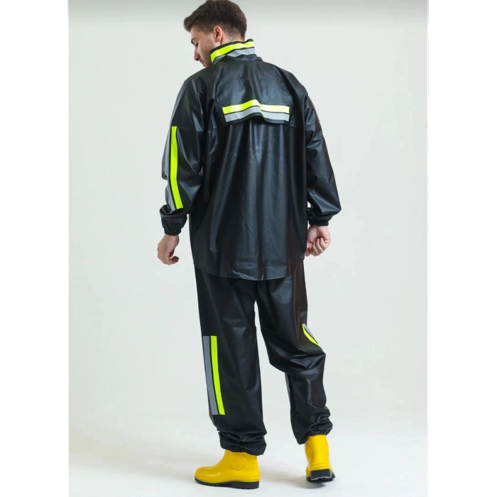 Motorcu Kurye Su Geçirmez Yağmurluk Takım - Siyah