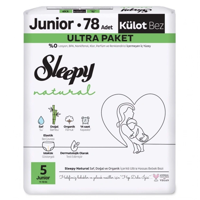 Natural Külot Bez Ultra Paket 5 Beden 11-18 Kg 78 Adet