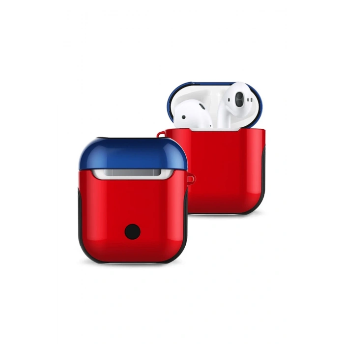 Newface Airpods 2 (2.nesil) 3in1 Kılıf - Kırmızı-Lacivert