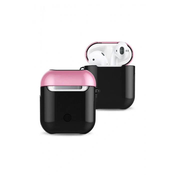 Newface Airpods 2 (2.nesil) 3in1 Kılıf - Siyah-Pembe