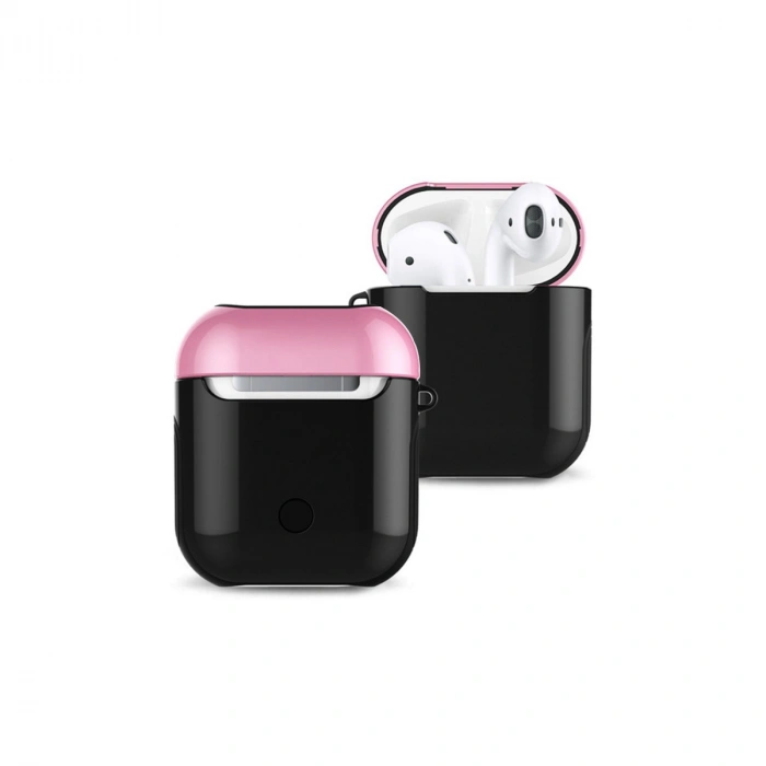 Newface Airpods 2 (2.nesil) 3in1 Kılıf - Siyah-Pembe