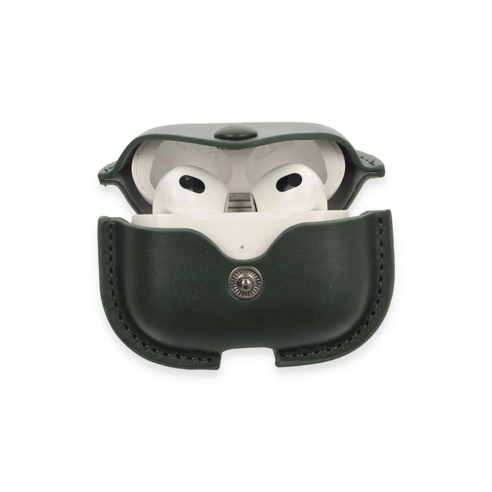 Newface Airpods 3 (3.nesil) Çanta Deri Kılıf - Haki Yeşil