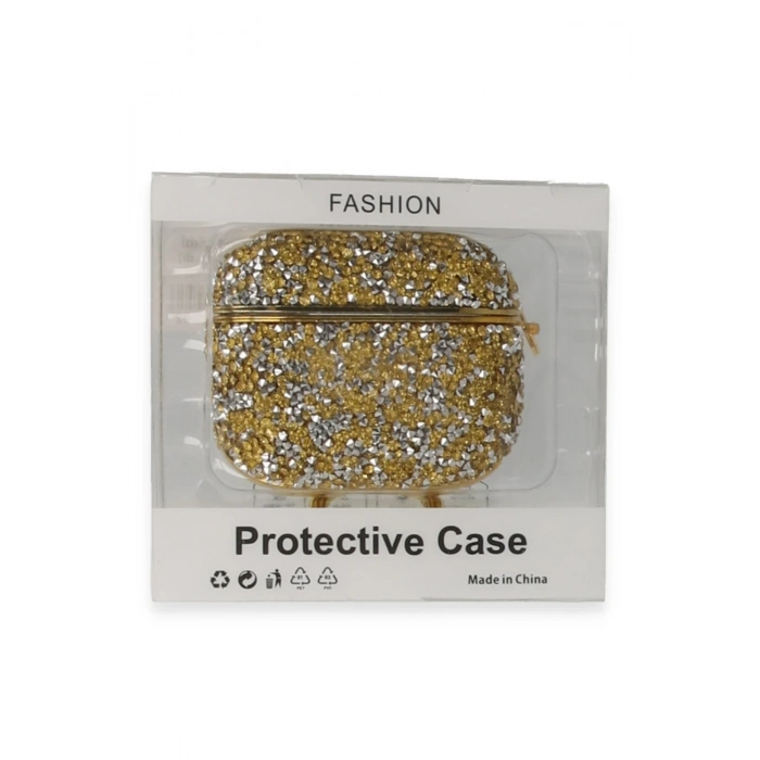 Newface Airpods Pro (1.nesil) Mira Taşlı Kılıf - Gold