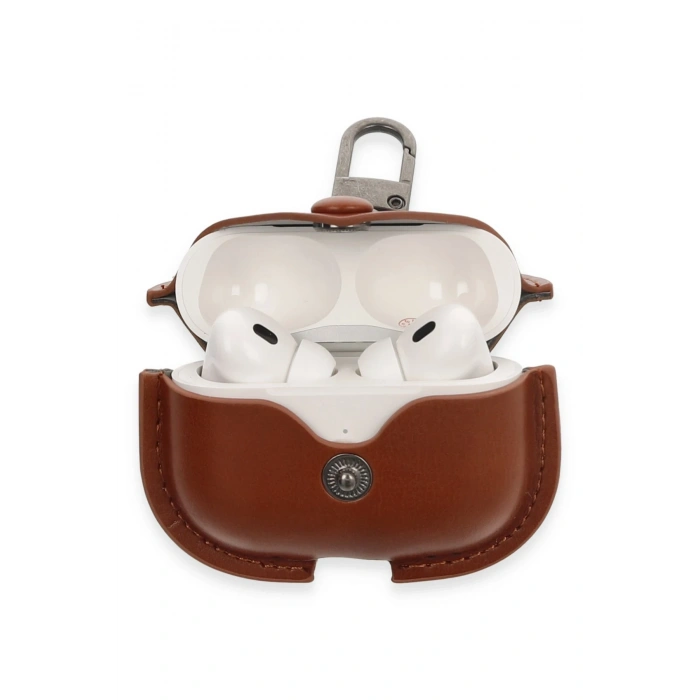 Newface Airpods Pro 2 (2.nesil) Çanta Deri Kılıf - Taba