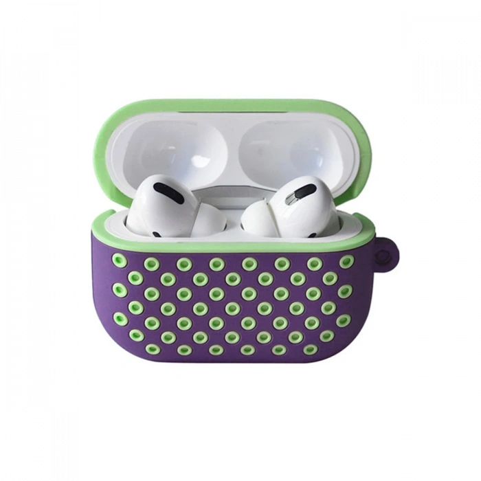 Newface Airpods Pro 2 (2.nesil) Spor Delikli Kılıf - Lila-Yeşil