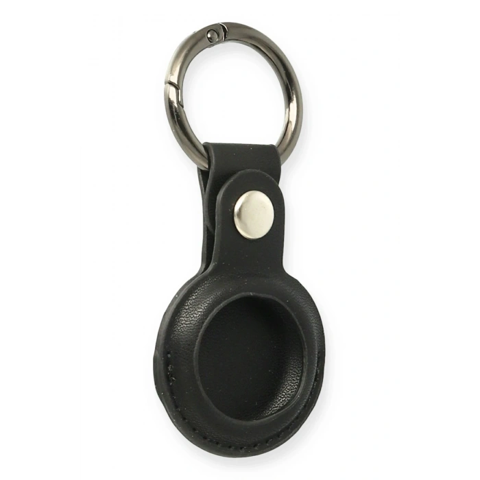 Newface Airtag Anahtarlık Deri Kılıf - Siyah