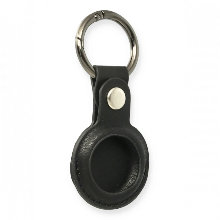 Newface Airtag Anahtarlık Deri Kılıf - Siyah