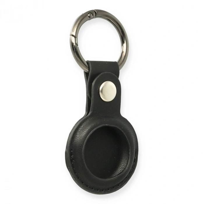 Newface Airtag Anahtarlık Deri Kılıf - Siyah