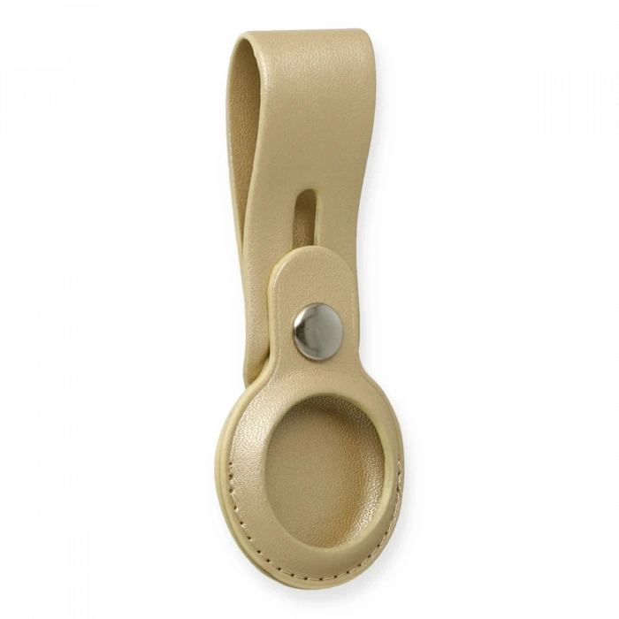 Newface Airtag Askılı Deri Kılıf - Gold