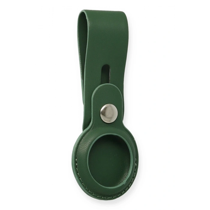 Newface Airtag Askılı Deri Kılıf - Koyu Yeşil