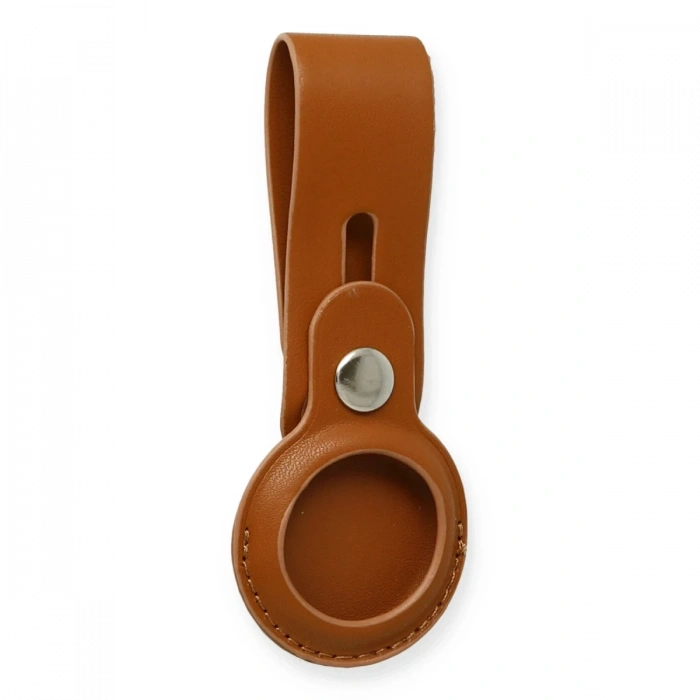 Newface Airtag Askılı Deri Kılıf - Taba