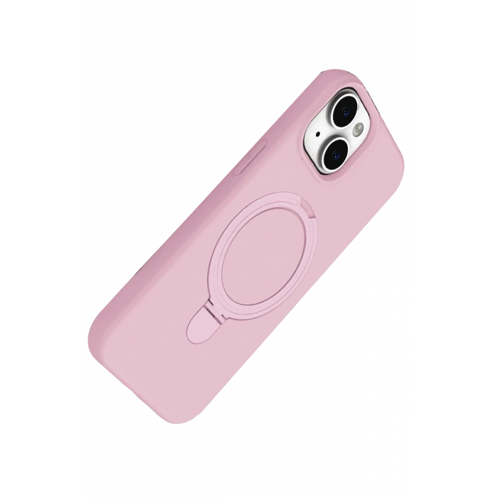 Newface Apple iPhone 15 Plus Regal Magsafe Standlı Kapak - Açık Pembe