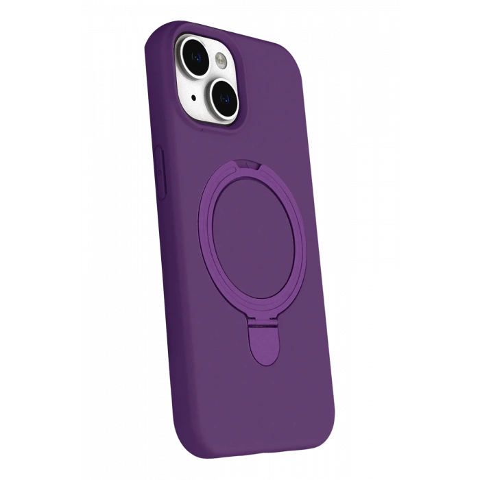 Newface Apple iPhone 15 Plus Regal Magsafe Standlı Kapak - Derin Mor