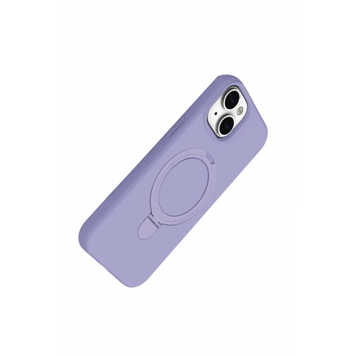 Newface Apple iPhone 15 Plus Regal Magsafe Standlı Kapak - Lila