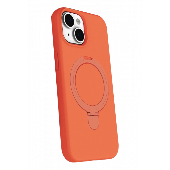 Newface Apple iPhone 15 Plus Regal Magsafe Standlı Kapak - Turuncu