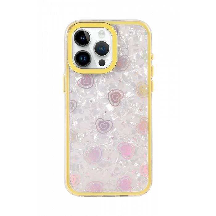 Newface Apple iPhone 15 Pro Max Lumi Desenli Kapak - Sarı