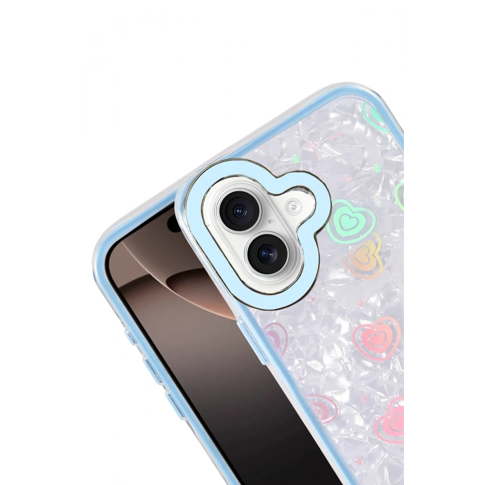 Newface Apple iPhone 16 Lumi Desenli Kapak - Mavi