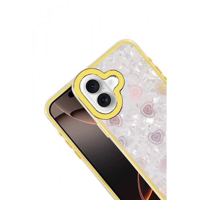 Newface Apple iPhone 16 Lumi Desenli Kapak - Sarı