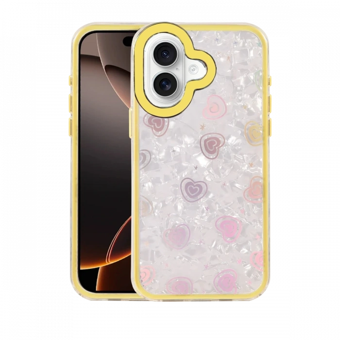 Newface Apple iPhone 16 Lumi Desenli Kapak - Sarı