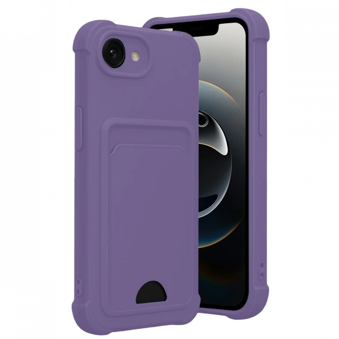 Newface Apple iPhone 16E Kelvin Kartvizitli Silikon - Lila