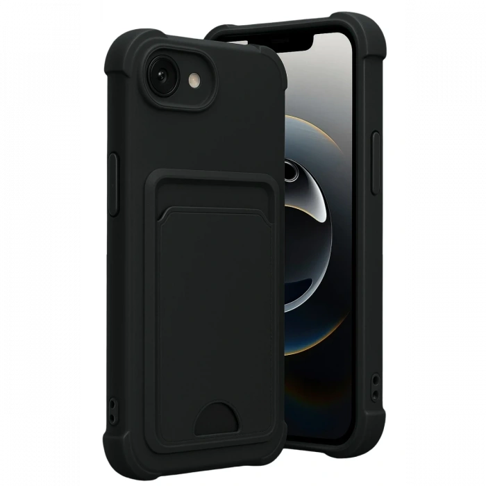 Newface Apple iPhone 16E Kelvin Kartvizitli Silikon - Siyah