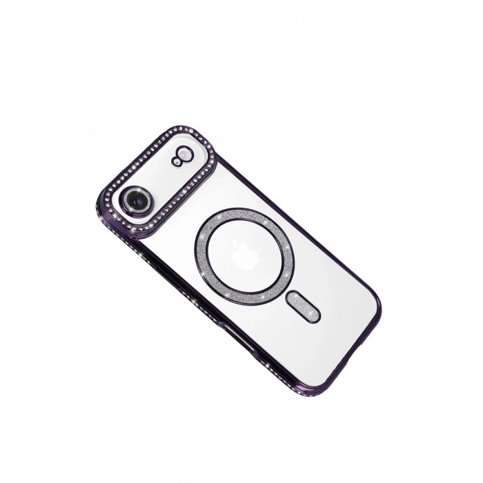 Newface Apple iPhone 17 Air Joke Simli Magneticsafe Kılıf - Derin Mor