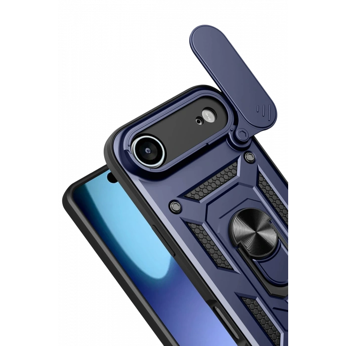 Newface Apple iPhone 17 Air Pars Lens Yüzüklü Silikon - Lacivert