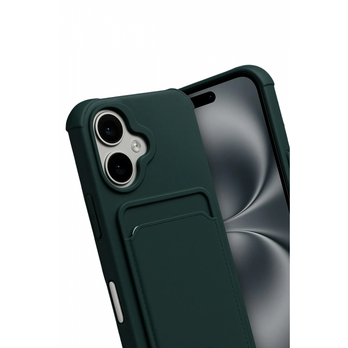 Newface Apple iPhone 17 Kelvin Kartvizitli Silikon - Koyu Yeşil