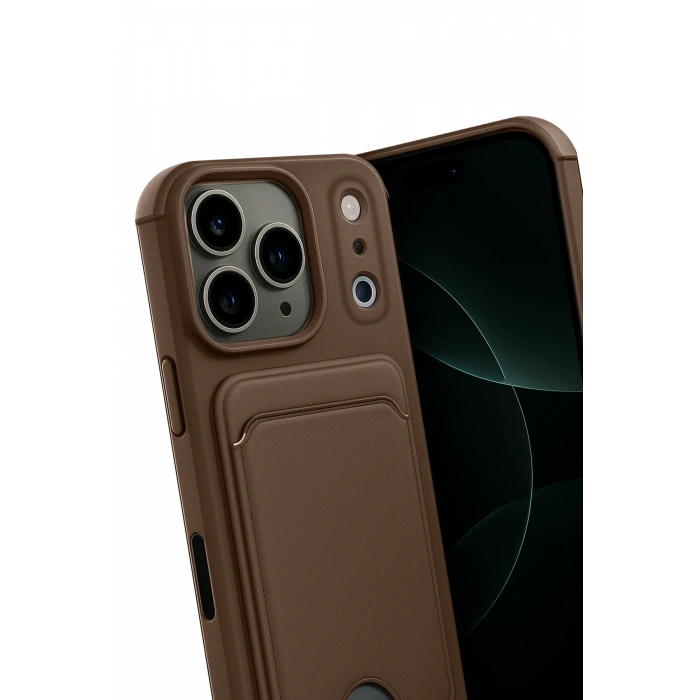 Newface Apple iPhone 17 Pro Kelvin Kartvizitli Silikon - Kahverengi