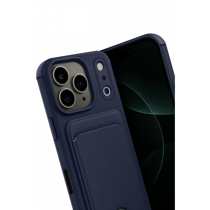 Newface Apple iPhone 17 Pro Kelvin Kartvizitli Silikon - Lacivert