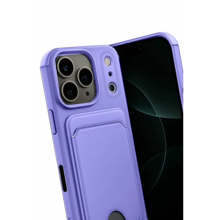 Newface Apple iPhone 17 Pro Kelvin Kartvizitli Silikon - Lila